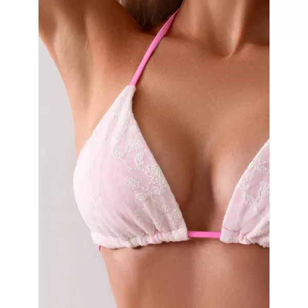 Floerns Women's Floral Halter Tie Back Triangle Knot Side Bottom Bikini Swimsuit