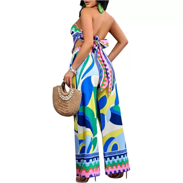 Floerns Women's Graphic Print Tie Back Strapless Bandana Tube Top