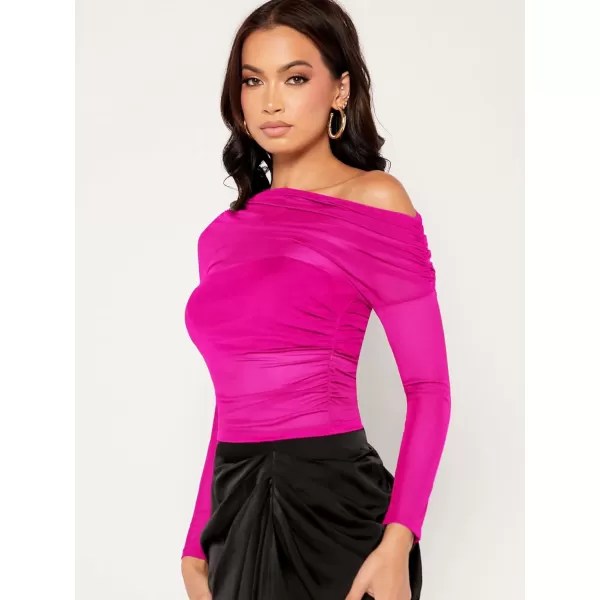 Floerns Women's Mock Neck Long Sleeve See Though Sheer Mesh Tops Tee Shirt