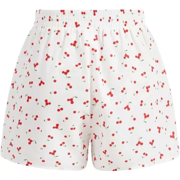 Floerns Women's Plaid Print Elastic High Waist Wide Leg Casual Shorts