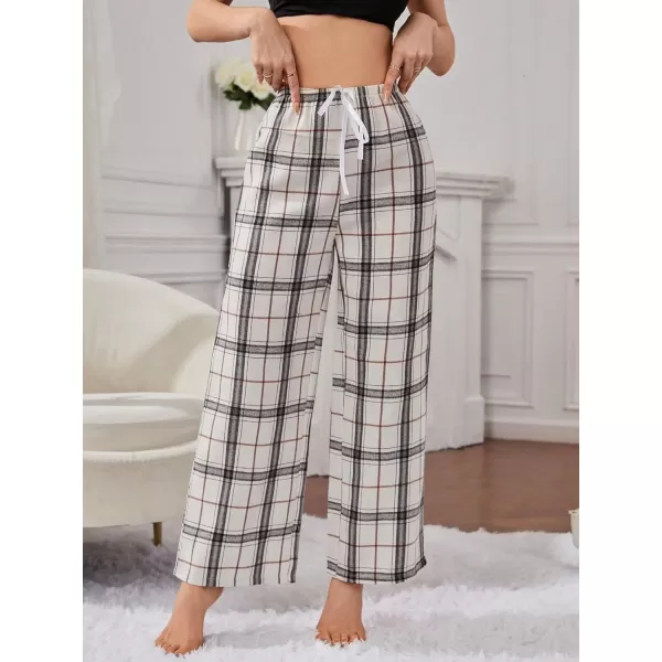 Floerns Women's Plaid Print Elastic Waist Sleepwear Pajama Bottom Pants