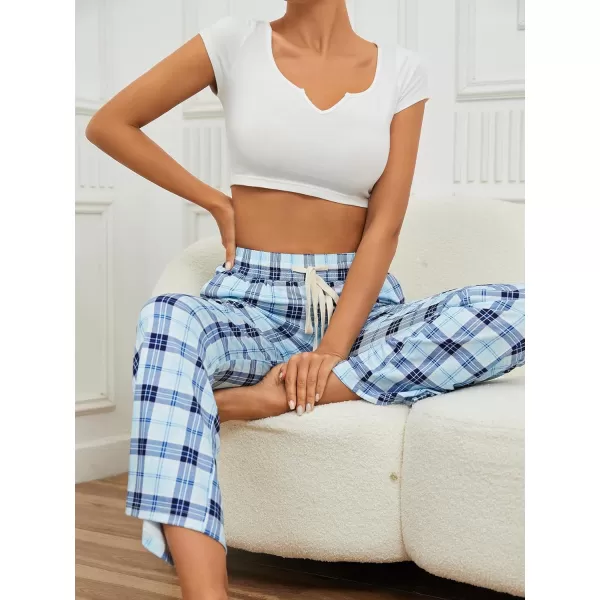 Floerns Women's Plaid Print Elastic Waist Sleepwear Pajama Bottom Pants