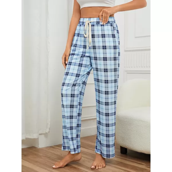 Floerns Women's Plaid Print Elastic Waist Sleepwear Pajama Bottom Pants