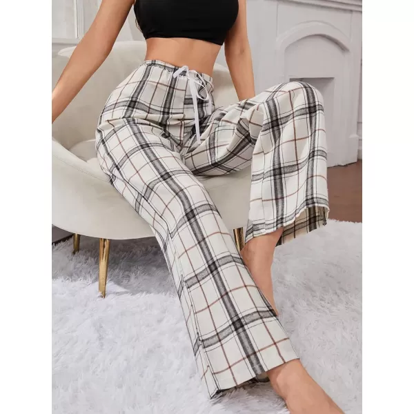 Floerns Women's Plaid Print Elastic Waist Sleepwear Pajama Bottom Pants