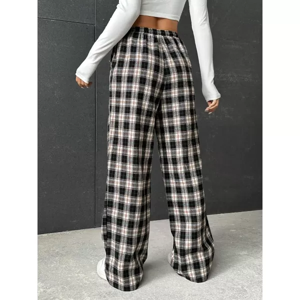 Floerns Women's Plaid Print Elastic Waist Sleepwear Pajama Bottom Pants