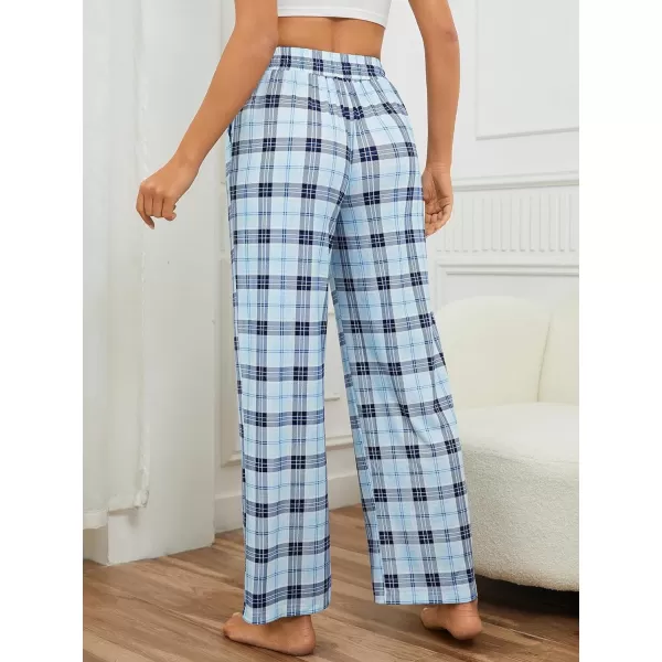 Floerns Women's Plaid Print Elastic Waist Sleepwear Pajama Bottom Pants