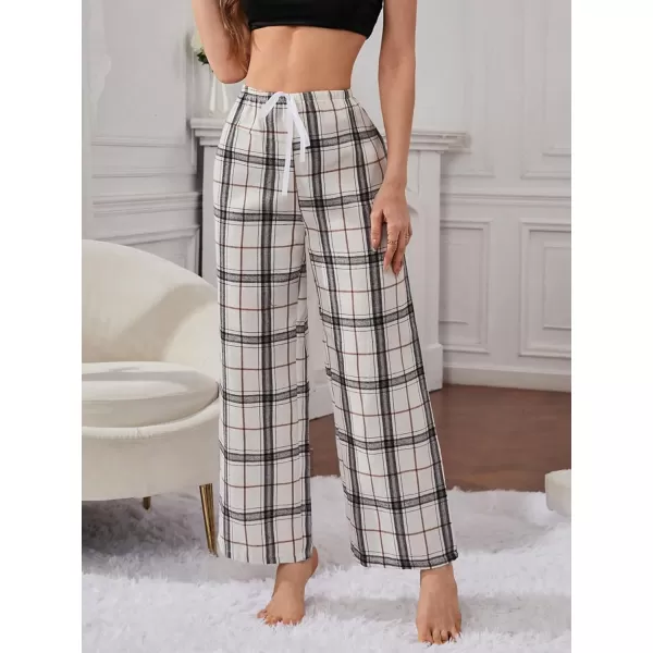 Floerns Women's Plaid Print Elastic Waist Sleepwear Pajama Bottom Pants