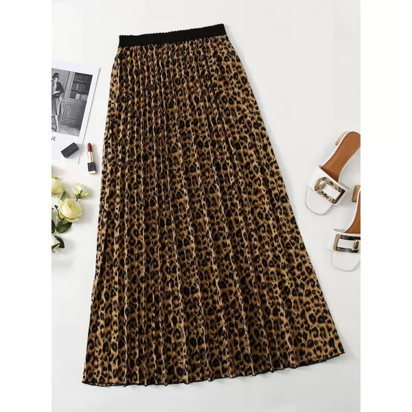 Floerns Women's Plus Size Ditsy Floral Flared Midi Skirt Polka Dots Pleated Skirts