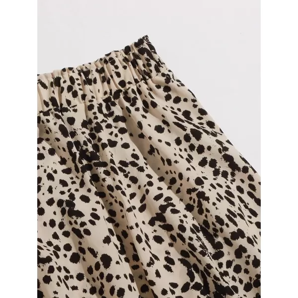 Floerns Women's Plus Size Ditsy Floral Flared Midi Skirt Polka Dots Pleated Skirts
