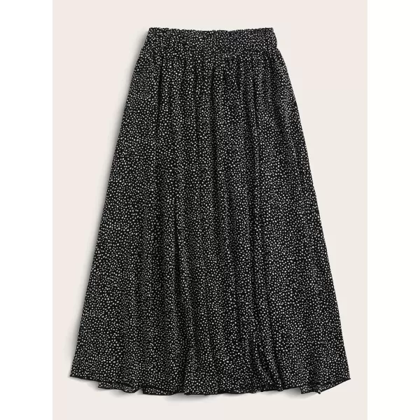 Floerns Women's Plus Size Ditsy Floral Flared Midi Skirt Polka Dots Pleated Skirts