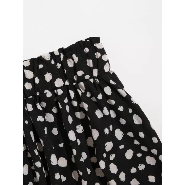 Floerns Women's Plus Size Ditsy Floral Flared Midi Skirt Polka Dots Pleated Skirts