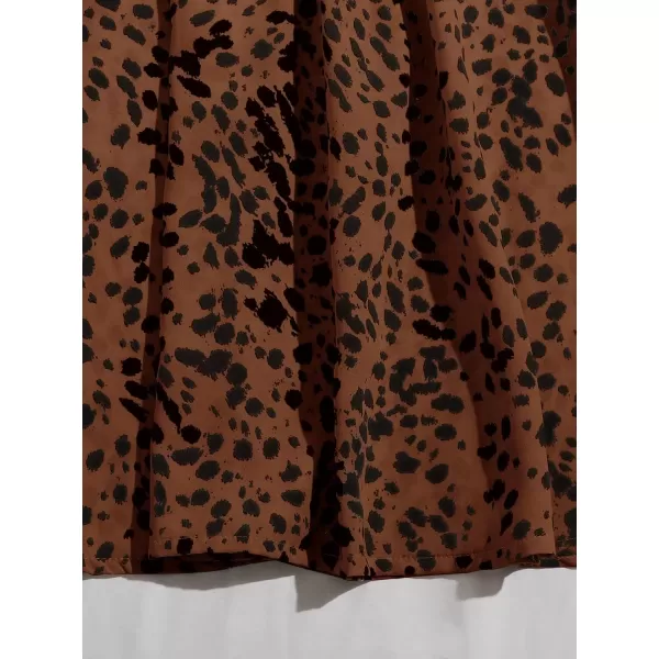 Floerns Women's Plus Size Ditsy Floral Flared Midi Skirt Polka Dots Pleated Skirts