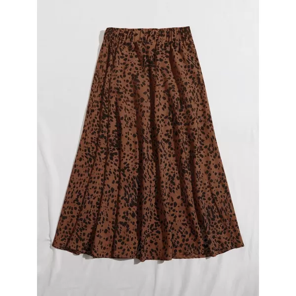 Floerns Women's Plus Size Ditsy Floral Flared Midi Skirt Polka Dots Pleated Skirts