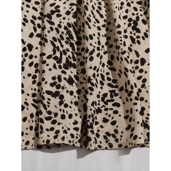 Floerns Women's Plus Size Ditsy Floral Flared Midi Skirt Polka Dots Pleated Skirts