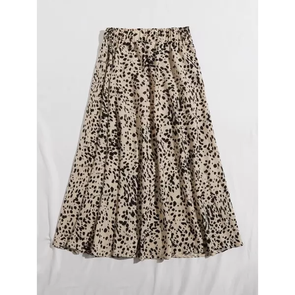Floerns Women's Plus Size Ditsy Floral Flared Midi Skirt Polka Dots Pleated Skirts