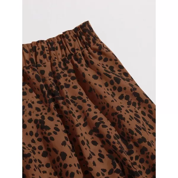 Floerns Women's Plus Size Ditsy Floral Flared Midi Skirt Polka Dots Pleated Skirts