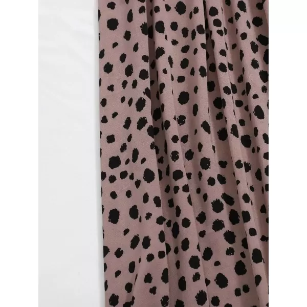 Floerns Women's Plus Size Ditsy Floral Flared Midi Skirt Polka Dots Pleated Skirts