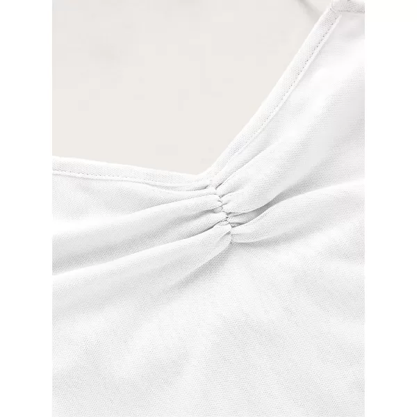 Floerns Women's Ruched Sleeveless Halter Neck Tie Back Hanky Hem Crop Cami Top