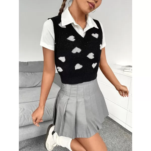 Floerns Women's Sleeveless Round Neck Cute Strawberry Sweater Vest Crop Shirt Top