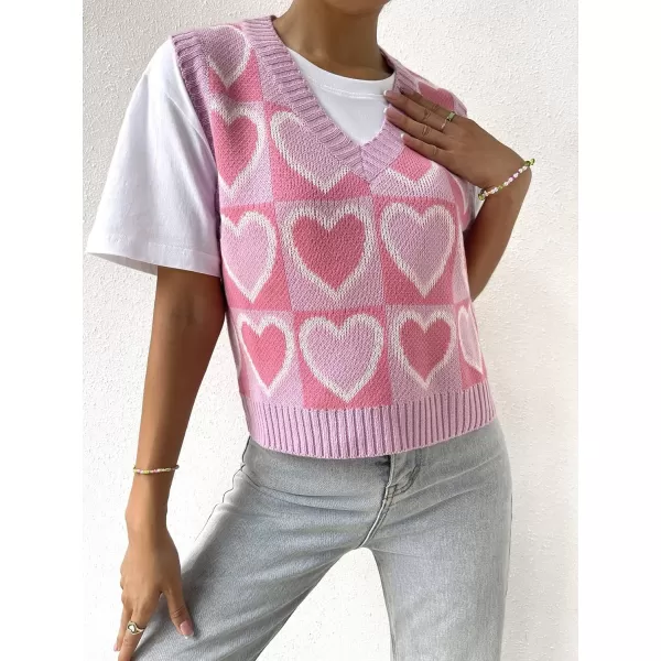 Floerns Women's Sleeveless Round Neck Cute Strawberry Sweater Vest Crop Shirt Top