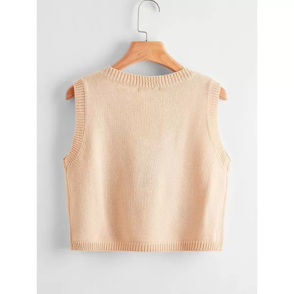 Floerns Women's Sleeveless Round Neck Cute Strawberry Sweater Vest Crop Shirt Top