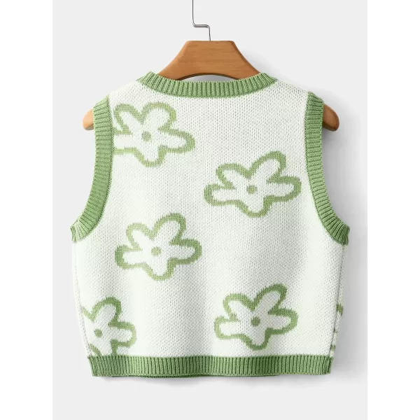 Floerns Women's Sleeveless Round Neck Cute Strawberry Sweater Vest Crop Shirt Top