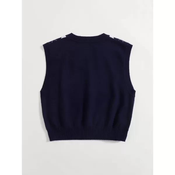 Floerns Women's Sleeveless Round Neck Cute Strawberry Sweater Vest Crop Shirt Top