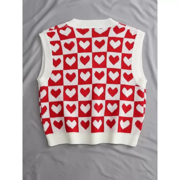 Floerns Women's Sleeveless Round Neck Cute Strawberry Sweater Vest Crop Shirt Top