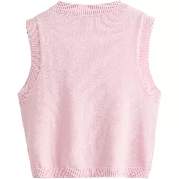Floerns Women's Sleeveless Round Neck Cute Strawberry Sweater Vest Crop Shirt Top