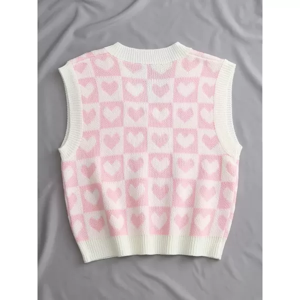 Floerns Women's Sleeveless Round Neck Cute Strawberry Sweater Vest Crop Shirt Top