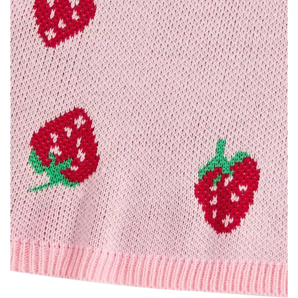 Floerns Women's Sleeveless Round Neck Cute Strawberry Sweater Vest Crop Shirt Top