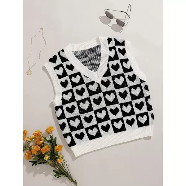Floerns Women's Sleeveless Round Neck Cute Strawberry Sweater Vest Crop Shirt Top