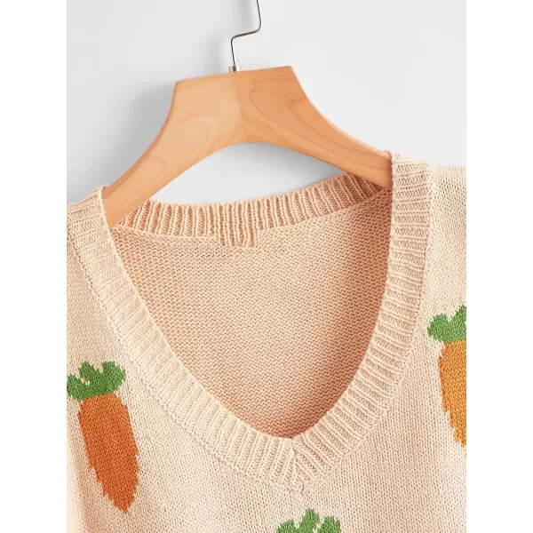 Floerns Women's Sleeveless Round Neck Cute Strawberry Sweater Vest Crop Shirt Top