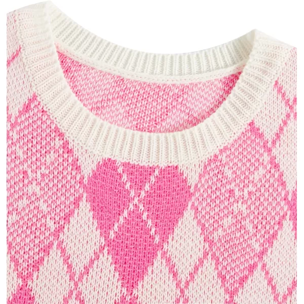 Floerns Women's Sleeveless Round Neck Cute Strawberry Sweater Vest Crop Shirt Top