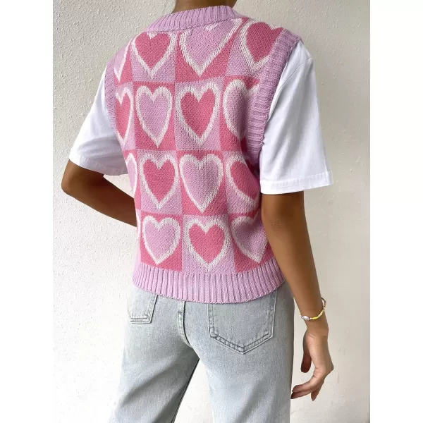 Floerns Women's Sleeveless Round Neck Cute Strawberry Sweater Vest Crop Shirt Top