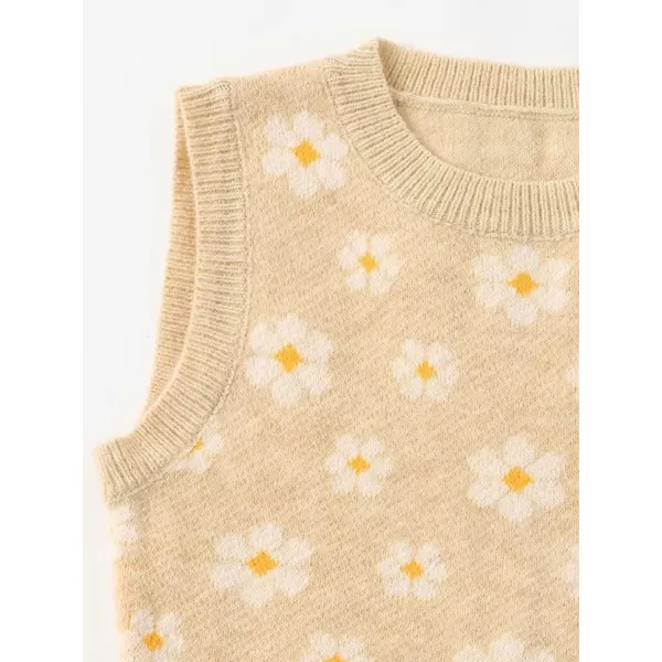 Floerns Women's Sleeveless Round Neck Cute Strawberry Sweater Vest Crop Shirt Top