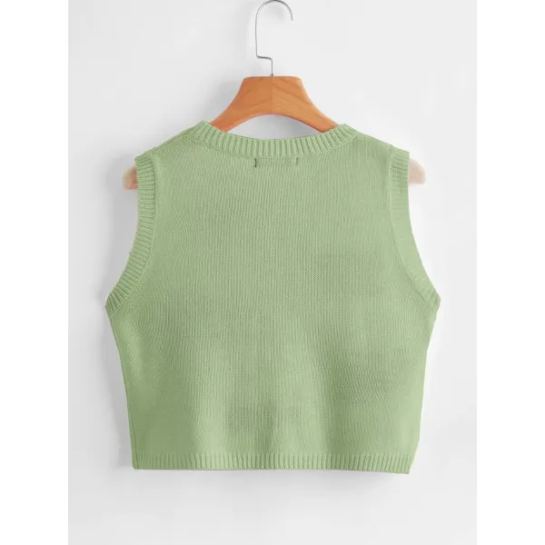 Floerns Women's Sleeveless Round Neck Cute Strawberry Sweater Vest Crop Shirt Top