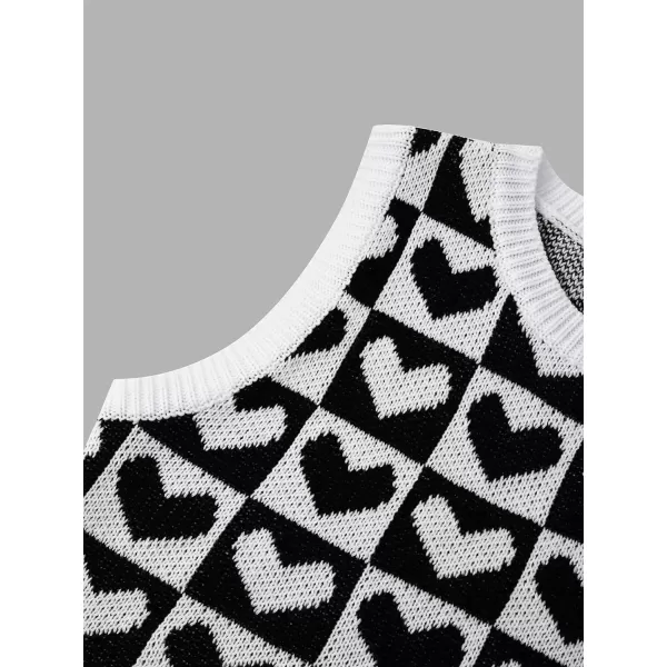 Floerns Women's Sleeveless Round Neck Cute Strawberry Sweater Vest Crop Shirt Top
