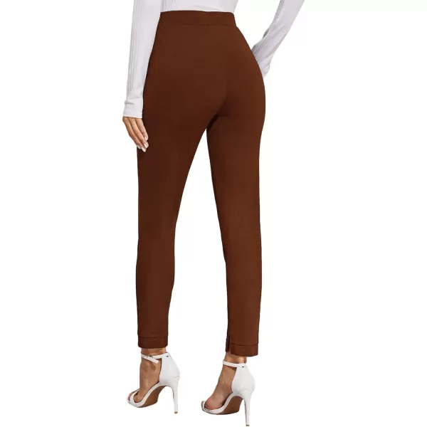 Floerns Women's Solid High Waist Tapered Ankle Stretch Work Pants