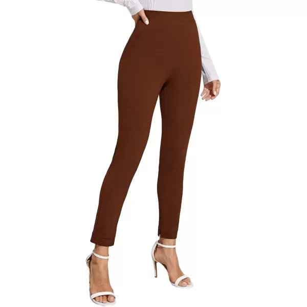 Floerns Women's Solid High Waist Tapered Ankle Stretch Work Pants