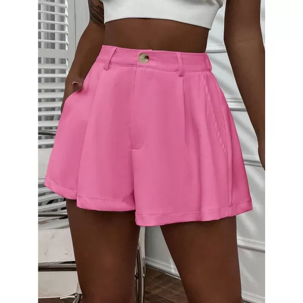 Floerns Women's Solid High Waisted Wide Leg Casual Pleated Shorts with Pocket