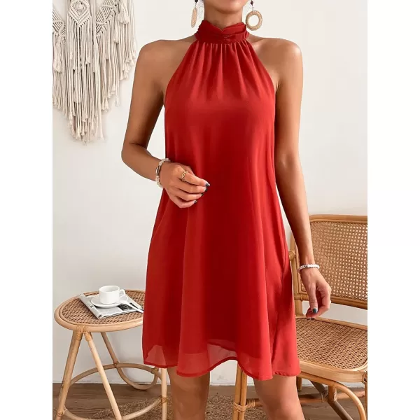 Floerns Women's Summer Floral Print Sleeveless Halter Neck Beach Party Dress