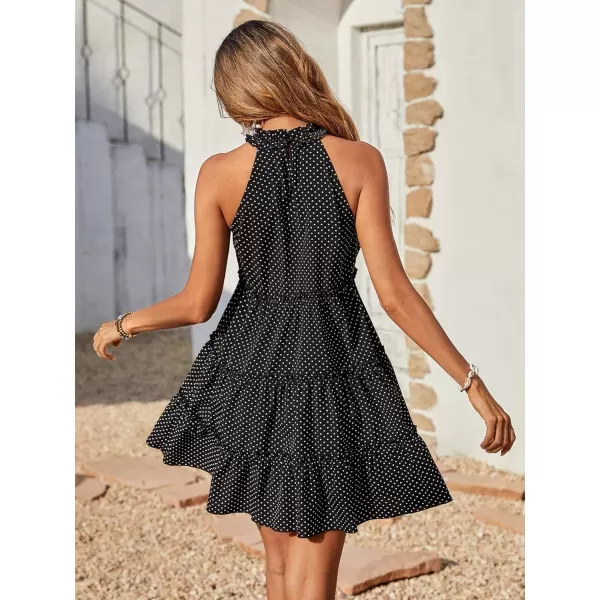 Floerns Women's Summer Floral Print Sleeveless Halter Neck Beach Party Dress