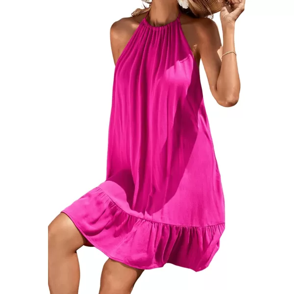 Floerns Women's Summer Floral Print Sleeveless Halter Neck Beach Party Dress