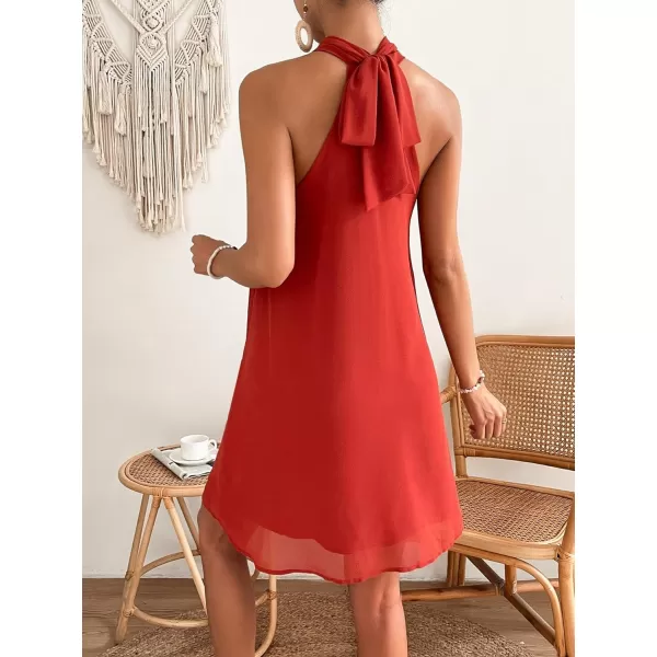 Floerns Women's Summer Floral Print Sleeveless Halter Neck Beach Party Dress