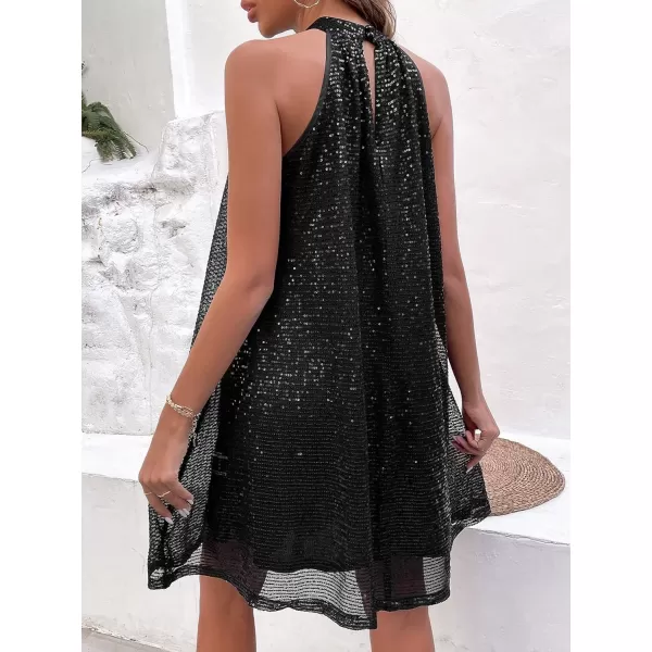 Floerns Women's Summer Floral Print Sleeveless Halter Neck Beach Party Dress