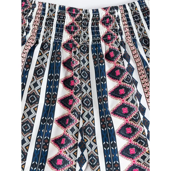 Floerns Women's Summer Tribal Print Elastic Waist Beach Shorts
