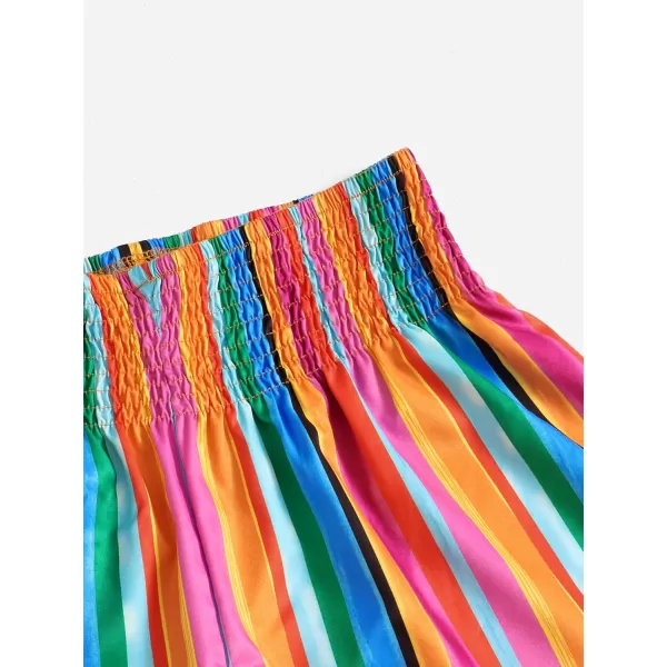 Floerns Women's Summer Tribal Print Elastic Waist Beach Shorts
