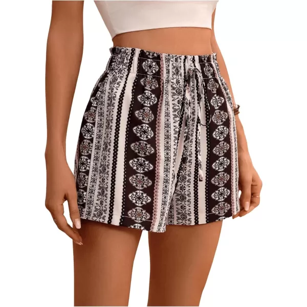 Floerns Women's Summer Tribal Print Elastic Waist Beach Shorts