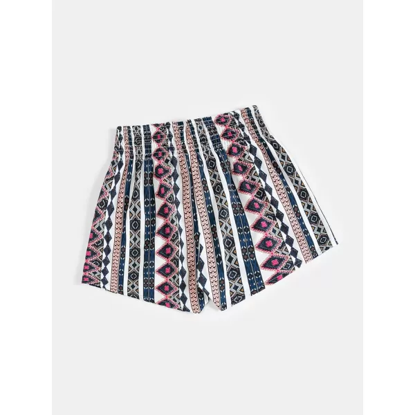 Floerns Women's Summer Tribal Print Elastic Waist Beach Shorts